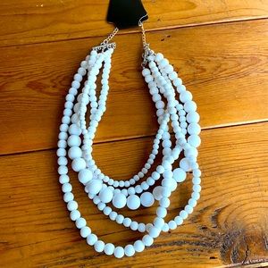 White beaded 4 layer necklace